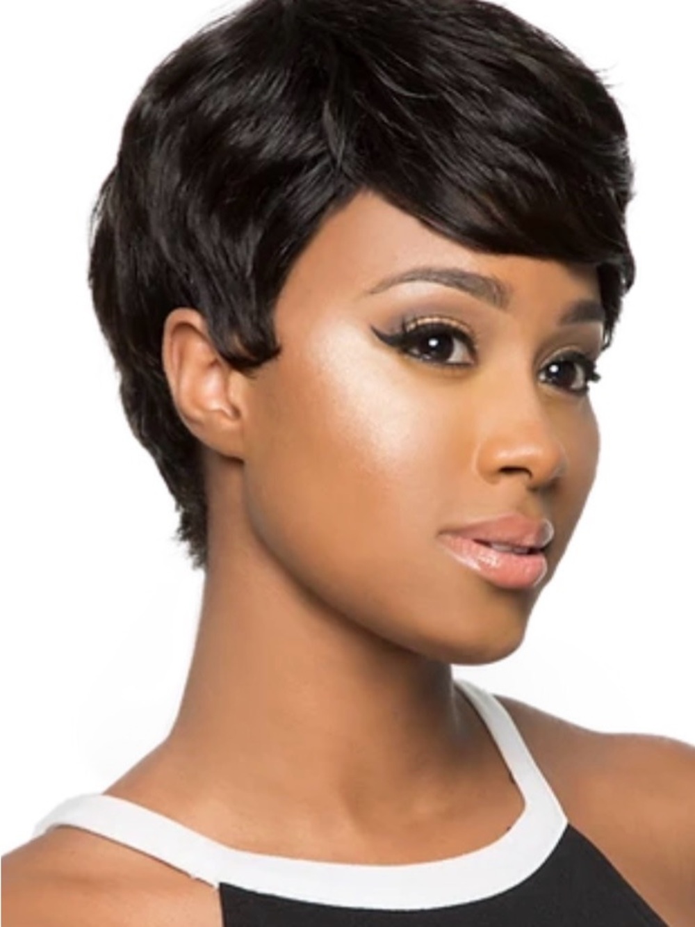 Short Sleek Pixie Wig in Dark Brown for Women